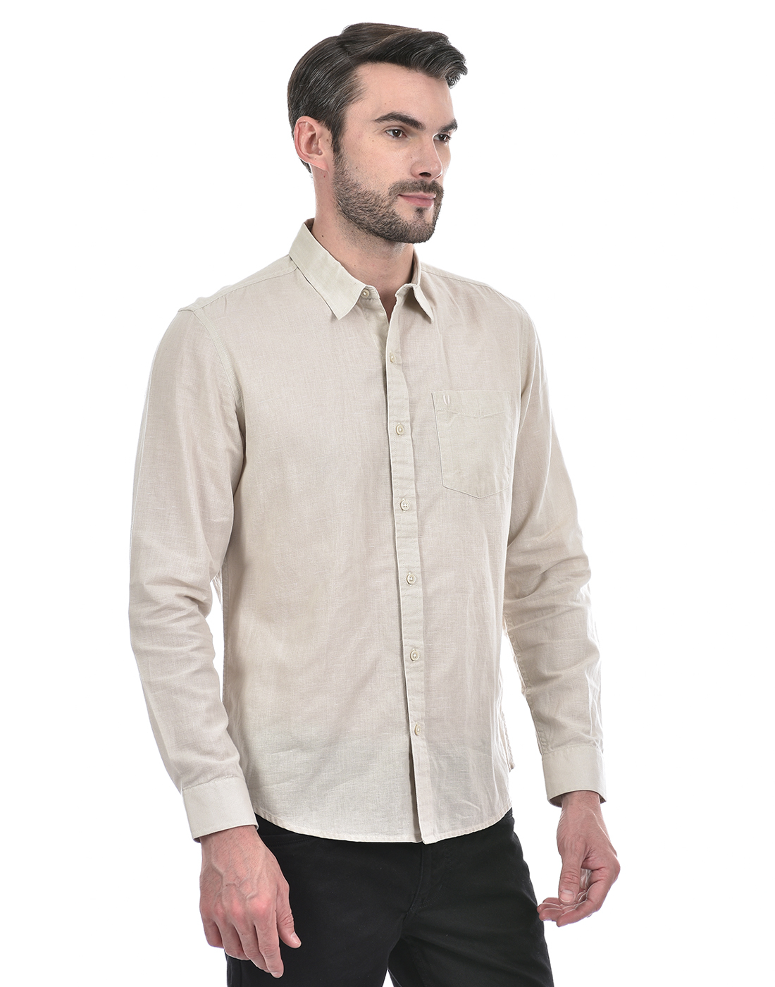Numero Uno Men Solid Beige Shirt